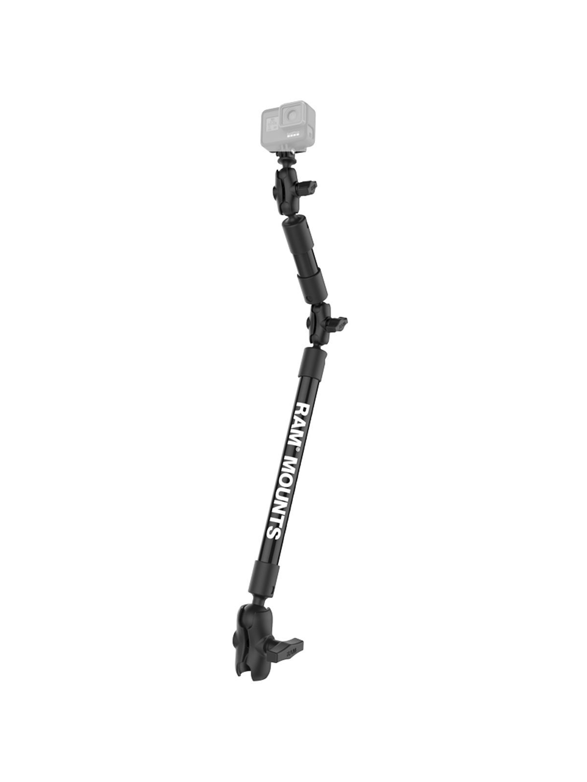 RAM Mounts Doppel-Verlängerungsarm mit GoPro-Adapter - Gesamtlänge ca. 750 mm, 3x kurze Verbindungsarme, GoPro-Adapter, B-Kugel (1 Zoll)