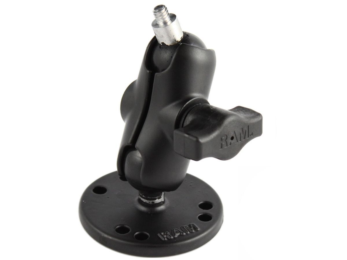 RAM Mounts Aufbau-Set für Kameras - B-Kugel (1 Zoll) - Basiskugel mit 1/4“-20 Gewinde - Kurzer Verbindungsarm (ca. 61,46 mm) - Runde Basisplatte (AMPS)