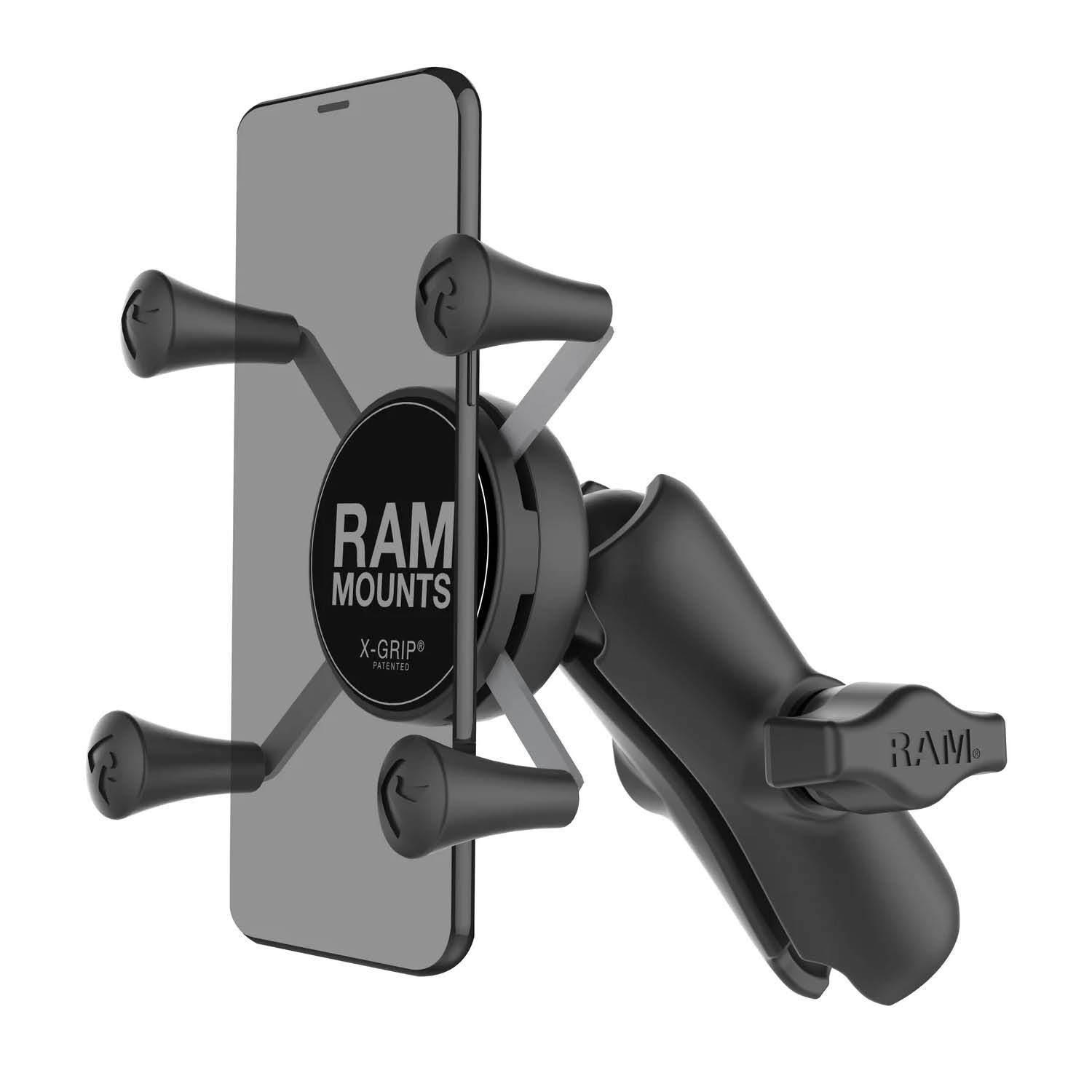 RAM Mounts X-Grip Set für Smartphones (Verbundstoff) - Bis 82,55 mm Breite - Mittlerer Verbindungsarm - B-Kugel (1 Zoll)