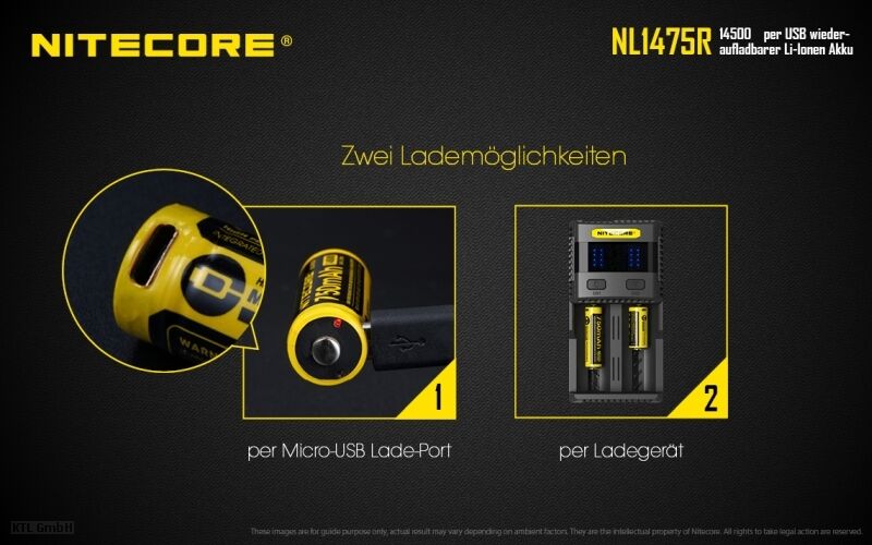 Nitecore Li-Ion Akku Typ 14500 - 750mAh - NL1475R