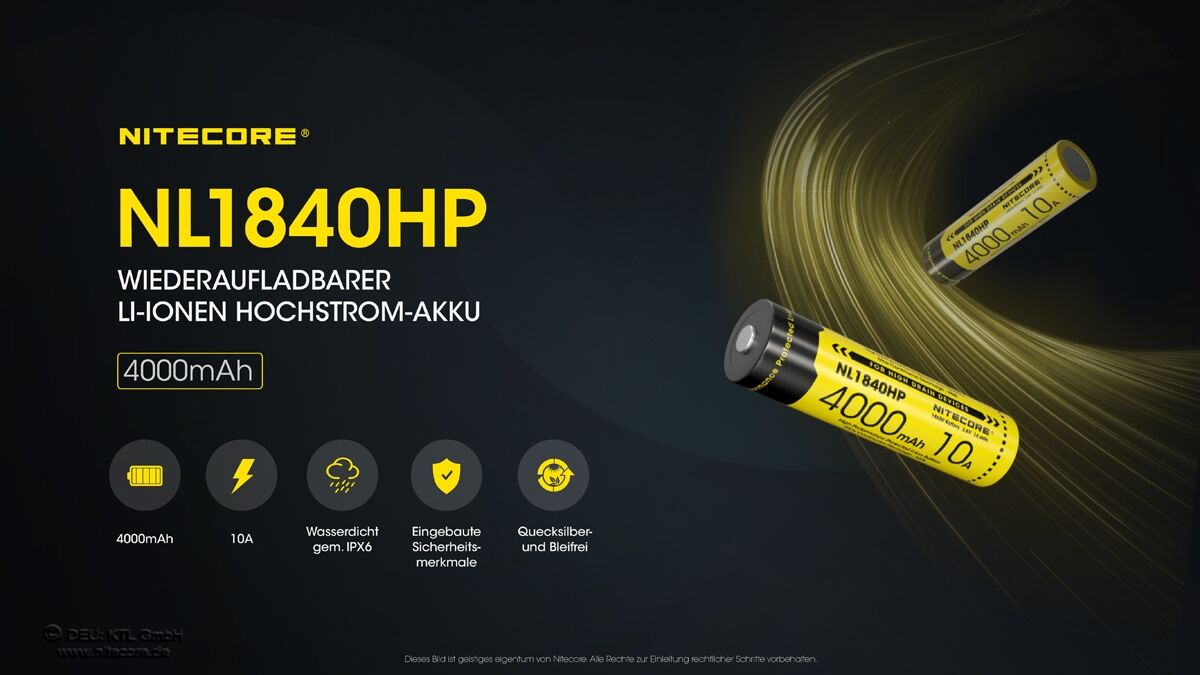 Nitecore Li-Ion Akku 18650, 4000mAh - NL1840HP