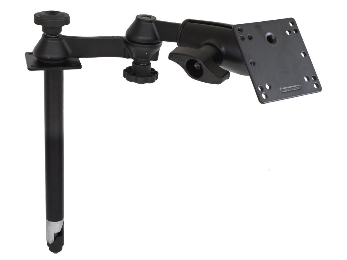 RAM Mounts Doppel-Schwenkarm mit VESA-Platte - Tele-Arm (ca. 300 mm), VESA-Platte (4x 75 und 4x 100 mm Lochraster), D-Kugel (2,25 Zoll)