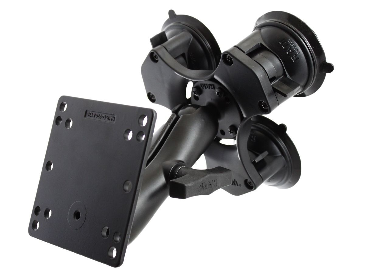 RAM Mounts Triple-Saugfuss-Set mit VESA-Anbindung - mittlerer Verbindungsarm, runde Basisplatte (AMPS), VESA-Platte, C-Kugel (1,5 Zoll), im Polybeutel