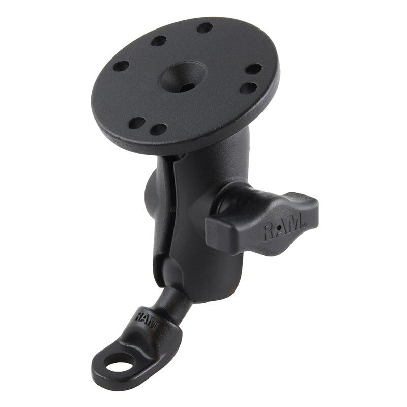 RAM Mounts Motorrad-Set - B-Kugel (1 Zoll), Basisbefestigung (9 mm Bohrung), kurzer Verbindungsarm, runde Basisplatte (AMPS)