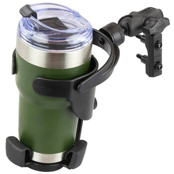 RAM Mounts Motorrad-Getränkehalterung Level Cup XL (kurz) - mit Basisbefestigung für Lenker/Bremse/Kupplung, B-Kugel (1 Zoll)