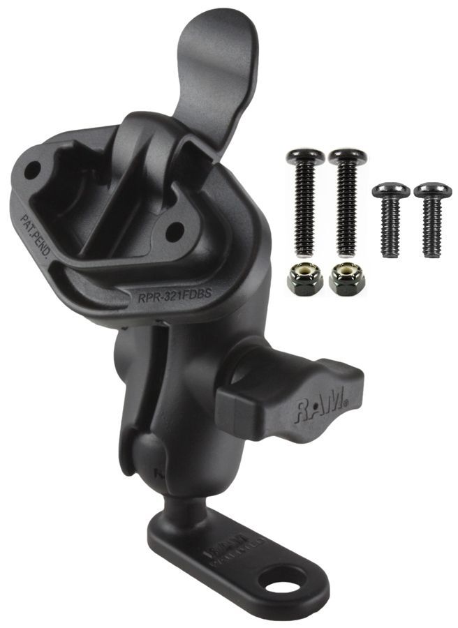 RAM Mounts Motorrad-Set mit EZY-Mount Adapter - B-Kugel (1 Zoll), Basisbefestigung (11 mm Bohrung), kurzer Verbindungsarm, EZY-Mount-Adapter
