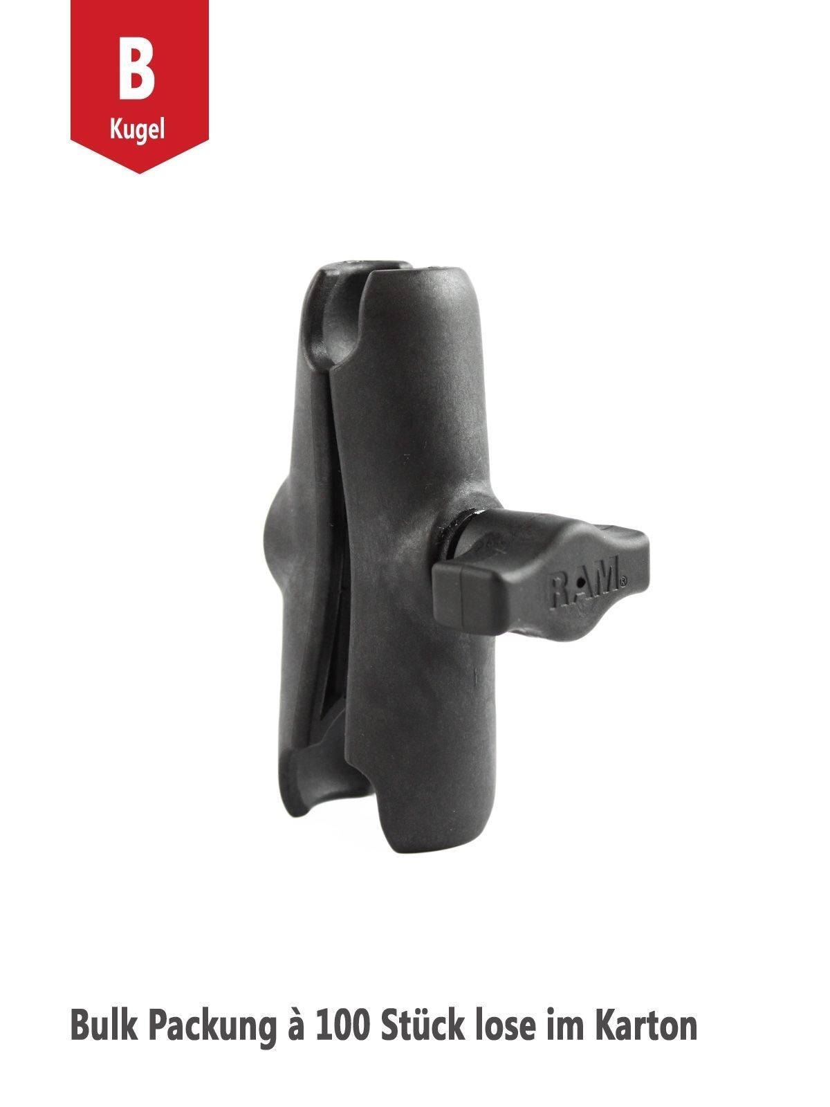 RAM Mounts Verbundstoff-Verbindungsarm (mittel, ca. 90 mm) für B-Kugeln (1 Zoll) - Bulk Packung à 100 Stück (lose im Karton)